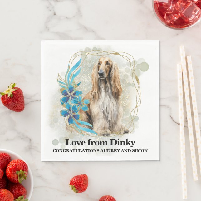 Afghansk hound Bröllop Napkins med Hundar foto Pappersservett (Insitu)