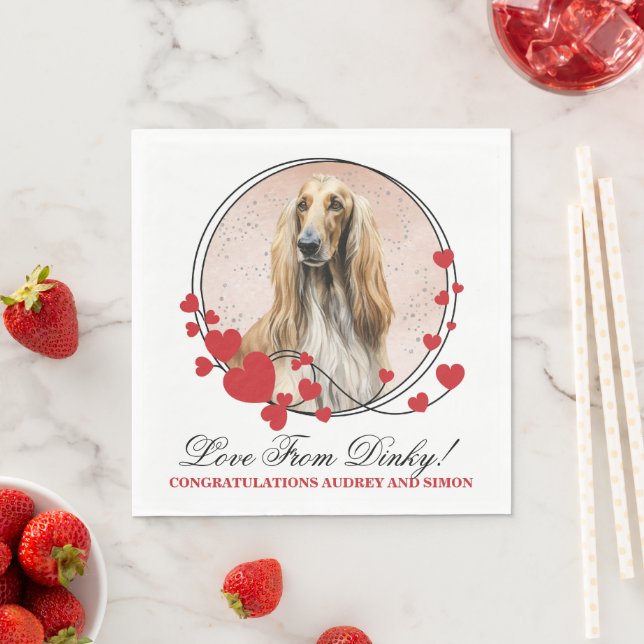 Afghansk hound Bröllop Napkins med Hundar foto Pappersservett (Insitu)