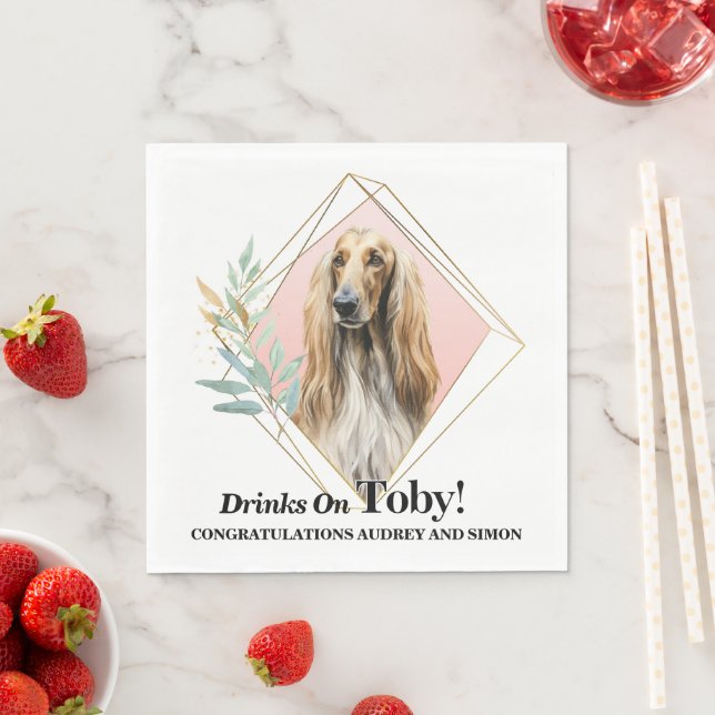 Afghansk hound Bröllop Napkins med Hundar foto Pappersservett (Insitu)
