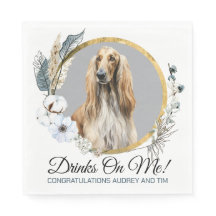 Afghansk Hound Bröllops Servetter Med Hund Foto