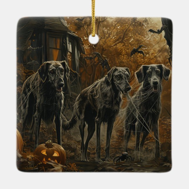 Afghansk Hound Halloween Natt Doggy Delight Julgransprydnad Keramik (Baksida)