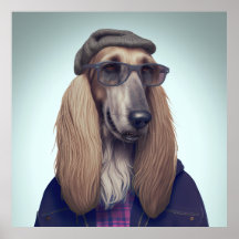 Afghansk hound Hipster-Hund Poster