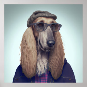 Afghansk hound Hipster-Hund Poster