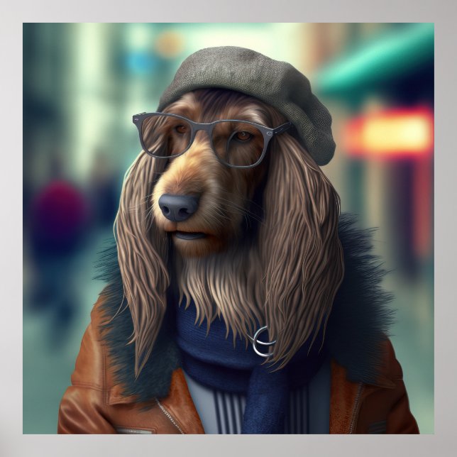 Afghansk hound Hipster-Hund Poster (Framsidan)