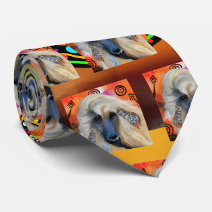 Afghansk Hound Kokopelli konstmålning Slips