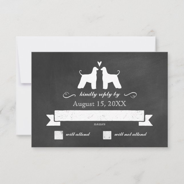 Afghansk Hound Silhouettes Bröllop OSA Response Kort (Framsida)