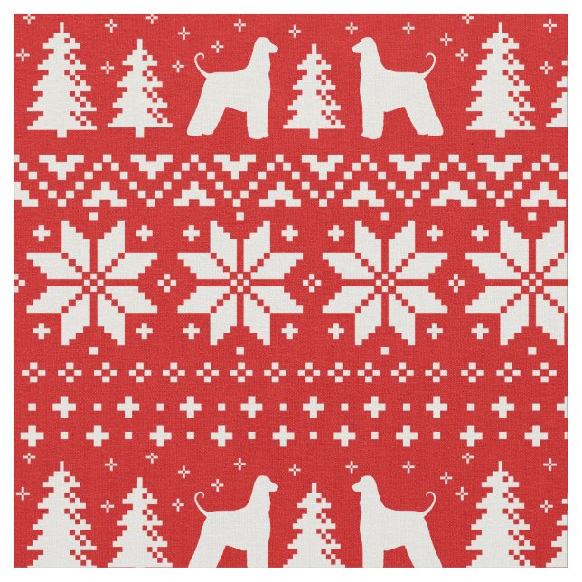 Afghansk Hound Silhouettes-Helgdag Tyg (Närbild)