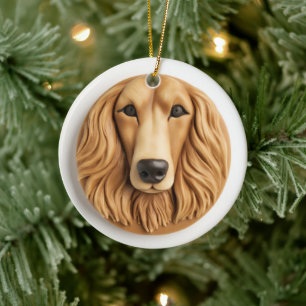Afghansk hund 3D Inspirerad Julgransprydnad Keramik