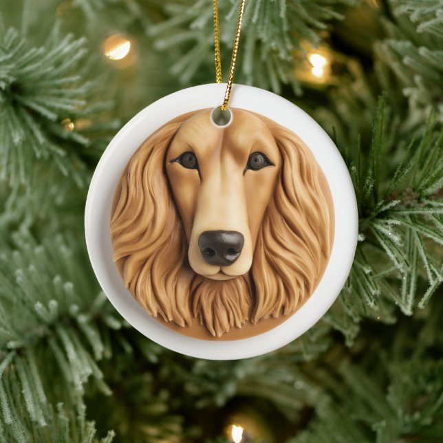Afghansk hund 3D Inspirerad Julgransprydnad Keramik (Träd)