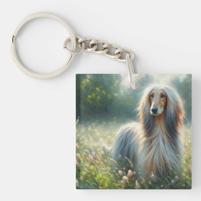 Afghansk hund i blomsteräng konst (Framsidan)