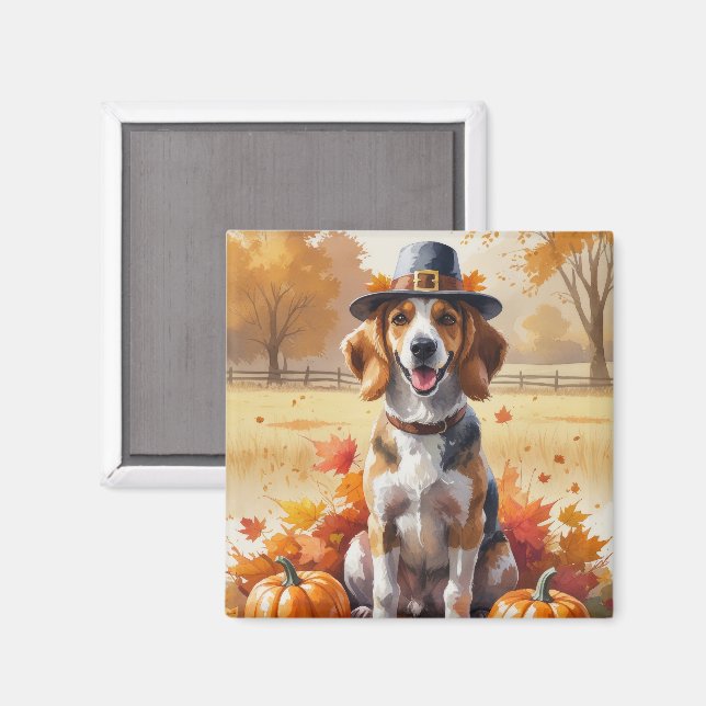 Afghansk hund i höstlöv tackgivandekonst magnet (Front/Back)