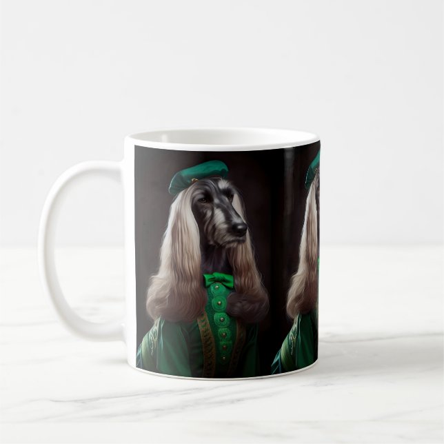 afghansk hund i St. Patricks dag-kostym Kaffemugg (Vänster)