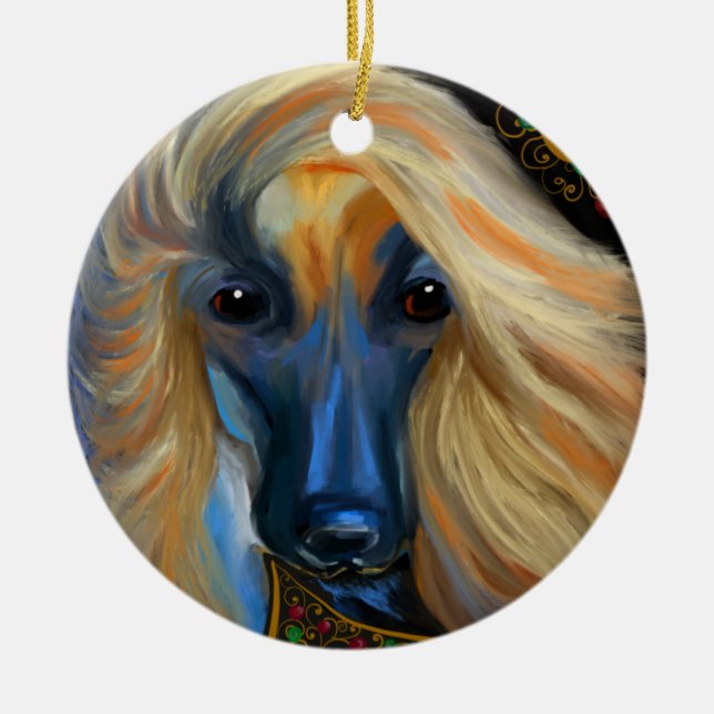 Afghansk hund     julgransprydnad keramik (Framsidan)