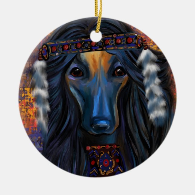 Afghansk hund      julgransprydnad keramik (Framsidan)