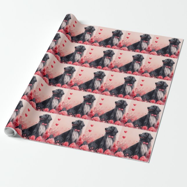 Afghansk hund med rosor - Alla hjärtans dag  Presentpapper (Utrullad)