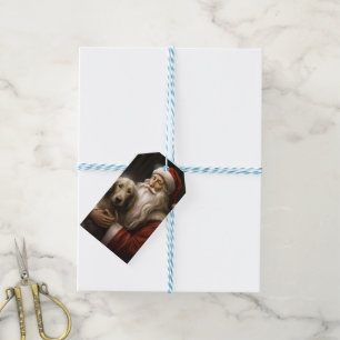 Afghansk hund med Santa Claus festlig jul Presentetikett