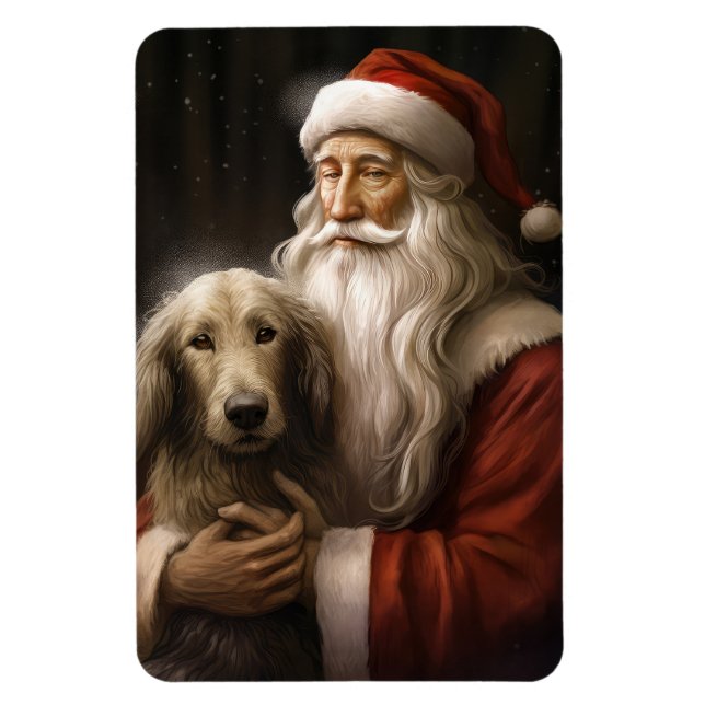 Afghansk hund med Tomte Julfirande jul Magnet (Vertikal)
