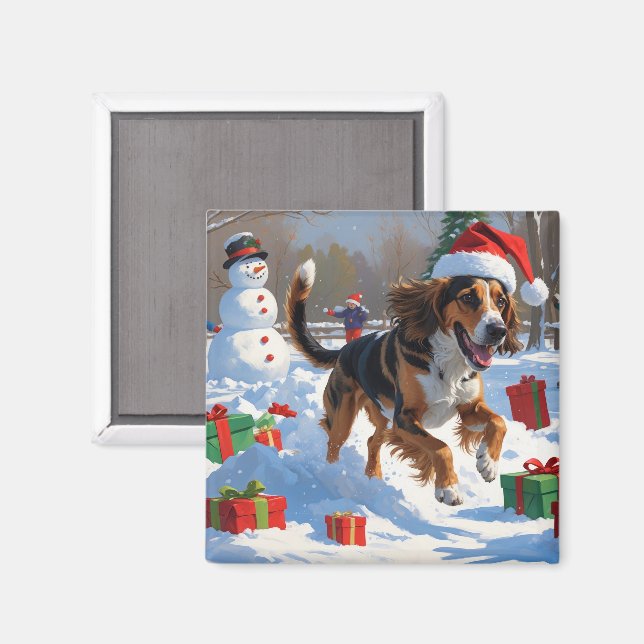 Afghansk jakthund Jul Festlig Snö Scen Magnet (Front/Back)