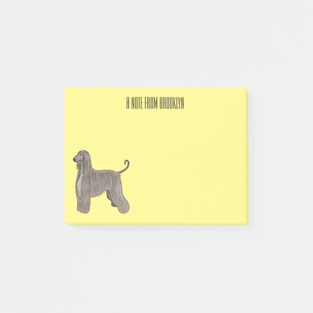Afghansk jakthund serieillustration  post-it block (Framsida)