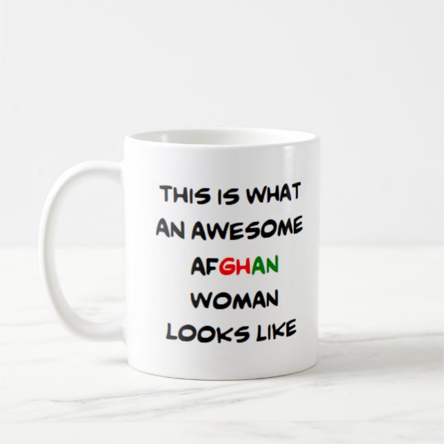 afghansk kvinna, fantastisk kaffemugg (Vänster)