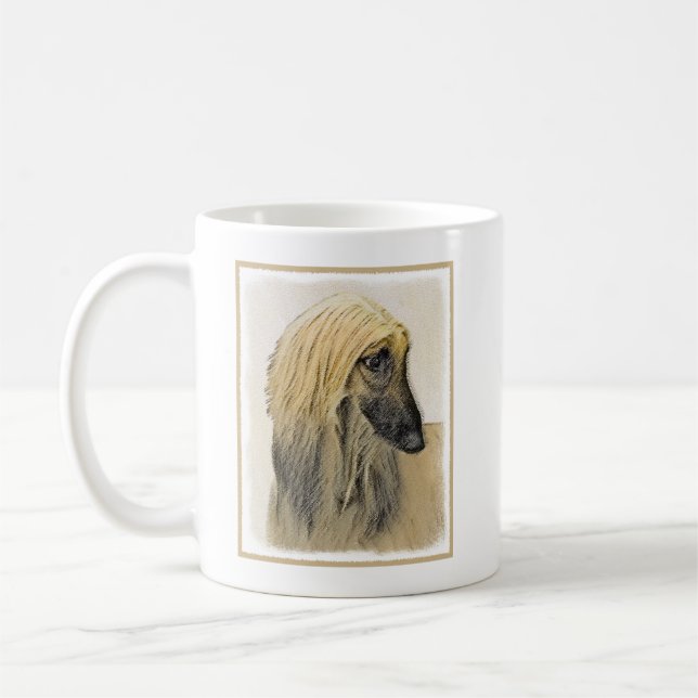 Afghansk ljudmålning - Cute Original Hund Art Kaffemugg (Vänster)