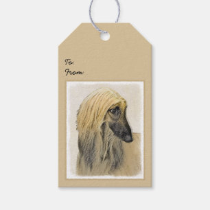 Afghansk ljudmålning - Cute Original Hund Art Presentetikett