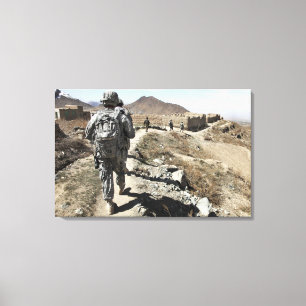 Afghansk medborgarearmé och US-soldater Canvastryck