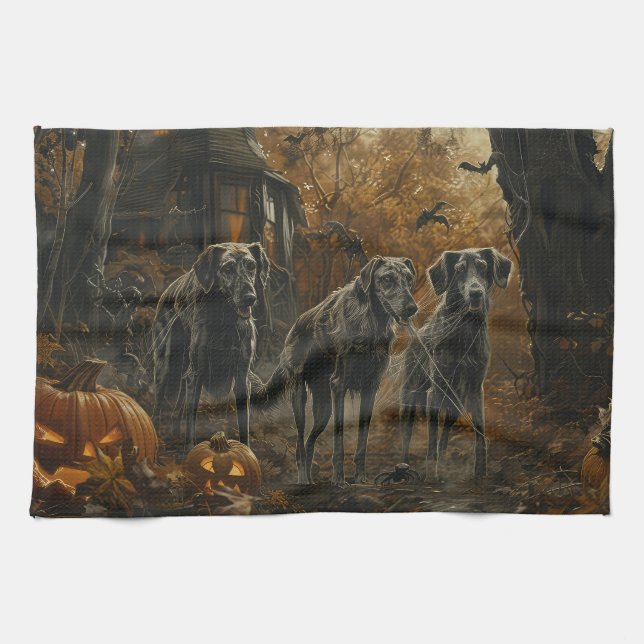 Afghansk Varghund Halloween Natt Hund Delight Kökshandduk (Horisontell)