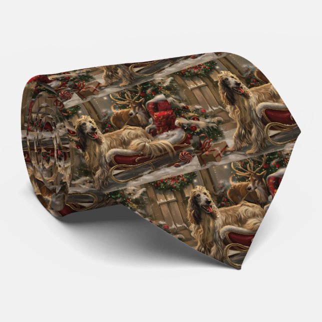 Afghansk Varghund Jul Festivitet Slips (Rullad)