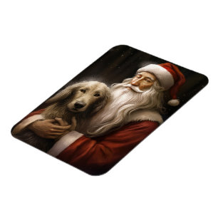 Afghansk varghund med tomte festlig jul magnet
