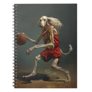 Afghansk Varghund Spelar Basketboll Anteckningsbok