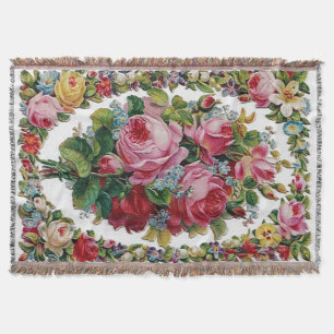 Afghansk vintagebukett med rosor filt