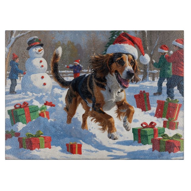 Afghansk Vinterhund Jul Festlig Snö Scen (Framsidan)
