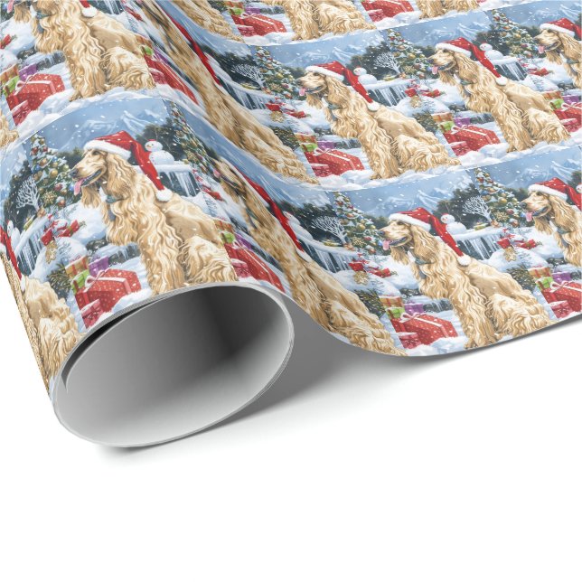 Afghansk vinthund vinterundret julglädje  presentpapper (Rullad Hörn)