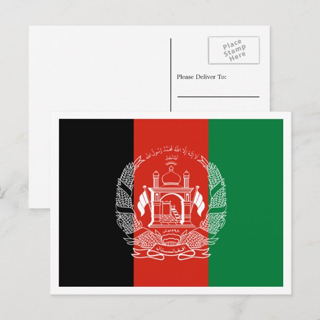 Afghanska flaggan, Afghanistans flagga Vykort (Fram/baksida)