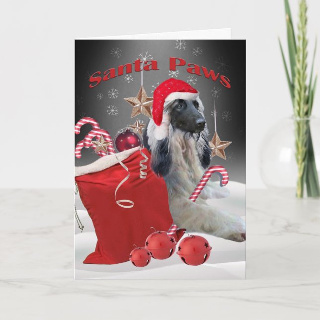 Afghanska Hound Santa Tassar-kort Helgkort (Framsida)
