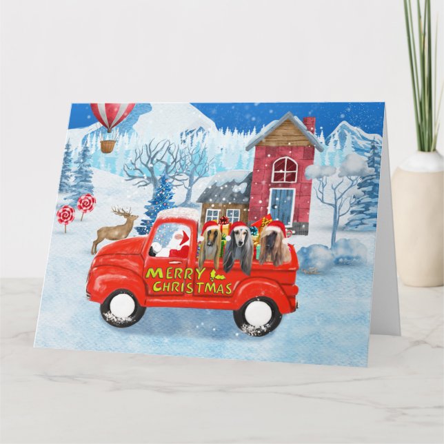 Afghanska hundar Hund i jul leveransbil Snö Kort (Framsida)