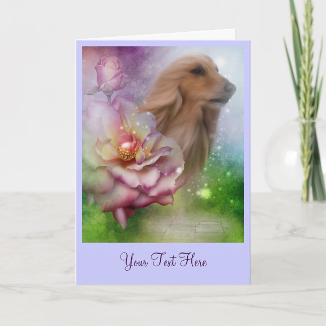 Afghanskt Ro Fantasy Hund Art Photo Card Kort (Framsida)