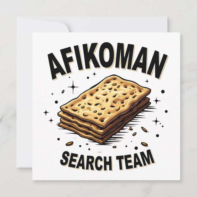 Afikoman sökteam Hanukkah judiska matlovers Inbjudningar (Framsida)
