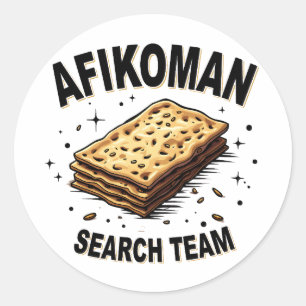 Afikoman-söktjänstteam Hanukkah Jewish Food Älskar Runt Klistermärke