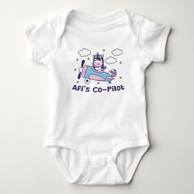 Afi's Co-Pilot - Enhörningsflygplan T Shirt (Framsida)