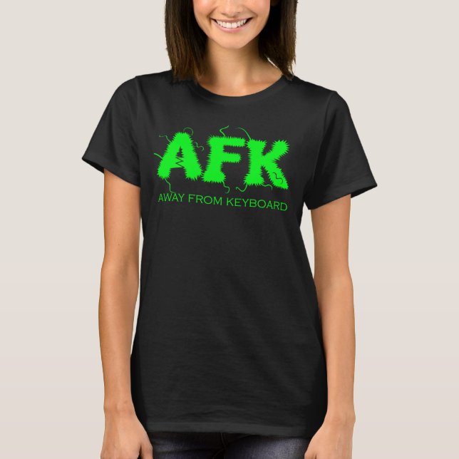 AFK bort från Tangentbord Bright Grönt Text Gamer T Shirt (Framsida)
