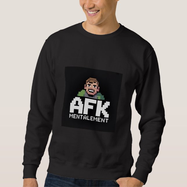 AFK Mentalement Chibi Gamer Pixel Art Lång Ärmad Tröja (Framsida)