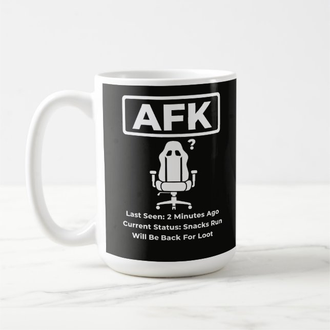 AFK Snacks Run Roligt Gamer Citat Design Kaffemugg (Vänster)