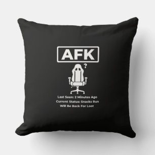 AFK Snacks Run Roligt Gamer Citat Design Kudde