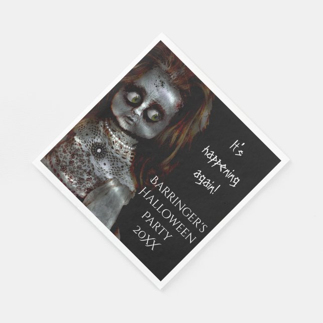Afraid Doll Scary Halloween fest Napkin Pappersservett (Hörn)