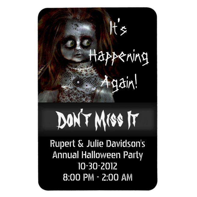 Afraid Doll Scary Halloween-påminnelse Magnet (Vertikal)