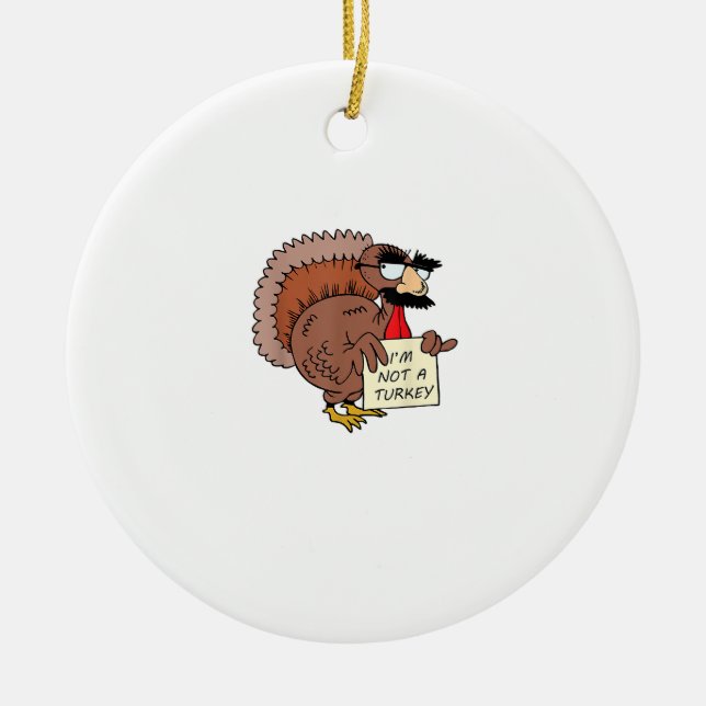 Afraid Turkey Disguise Joke Humor Funny Thanksgivi Julgransprydnad Keramik (Framsidan)