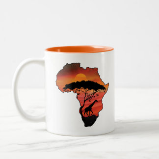 Africa and Giraffe Två-Tonad Mugg