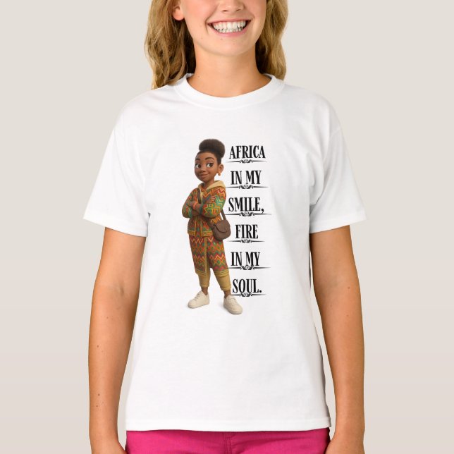 Africa In My Smile Fire In My Soul T Shirt (Framsida)